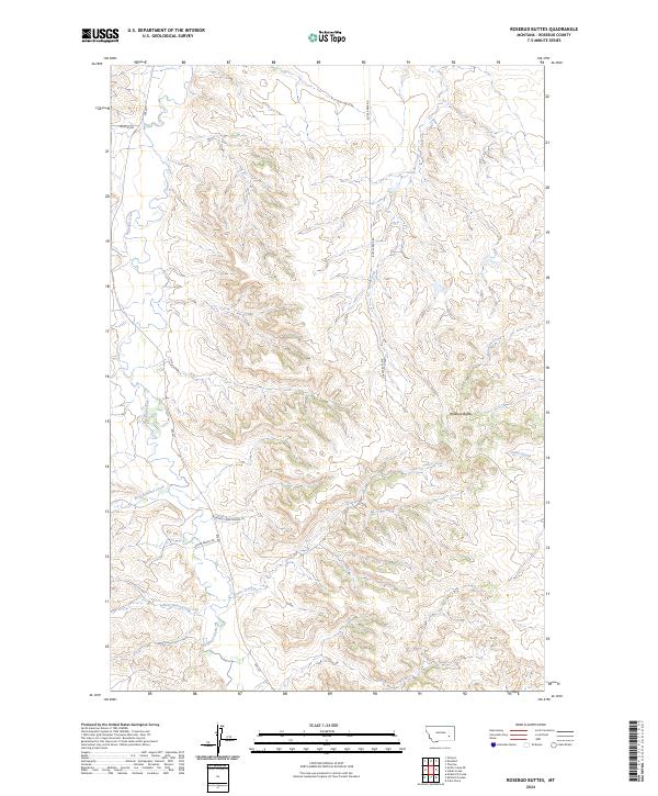 Rosebud Buttes topographic map thumbnail