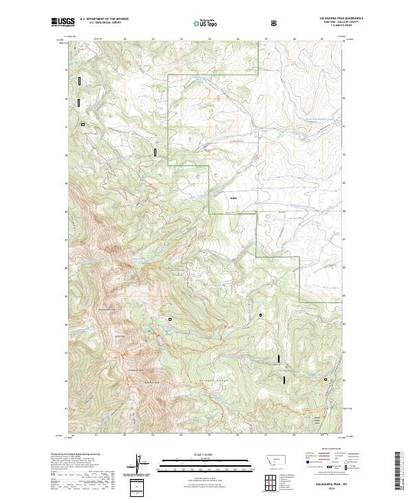 Sacagawea Peak topographic map thumbnail