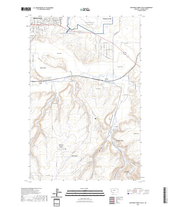 Southeast Great Falls topographic map thumbnail