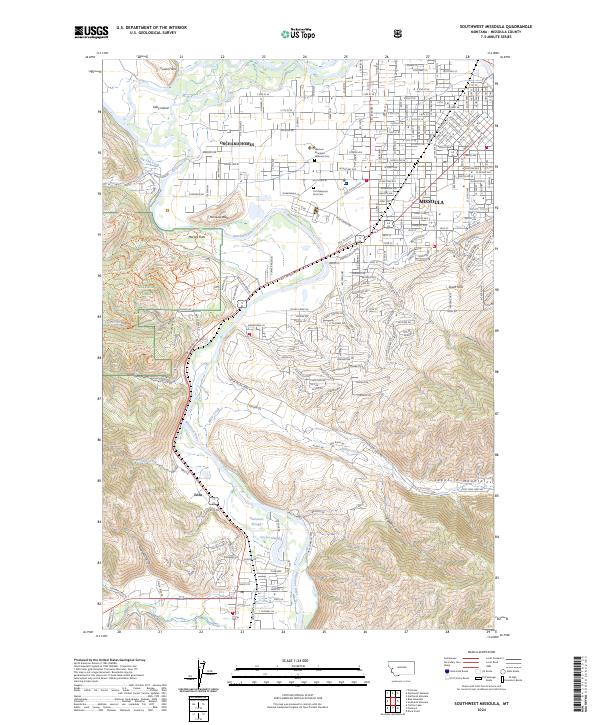 Southwest Missoula topographic map thumbnail