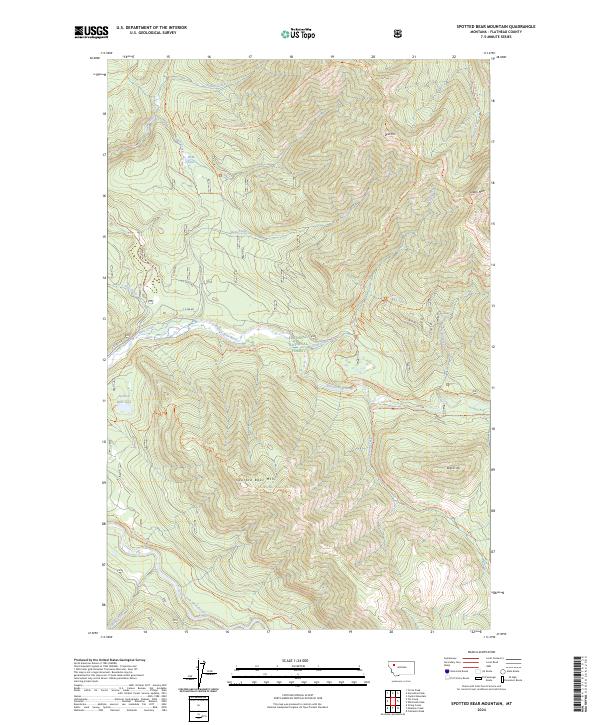 Spotted Bear Mountain topographic map thumbnail