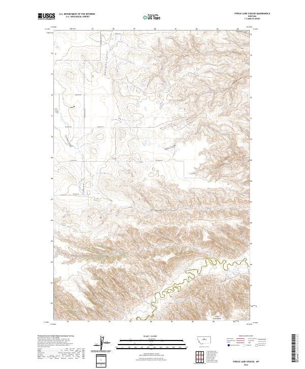 Steele Lake Coulee topographic map thumbnail