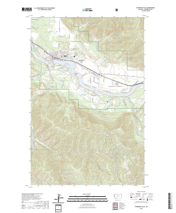 Thompson Falls topographic map thumbnail