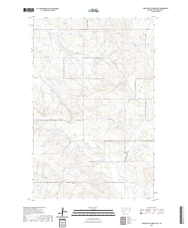 Three Buttes Creek East topographic map thumbnail