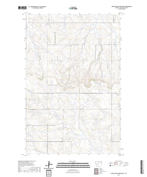 Three Buttes Creek West topographic map thumbnail