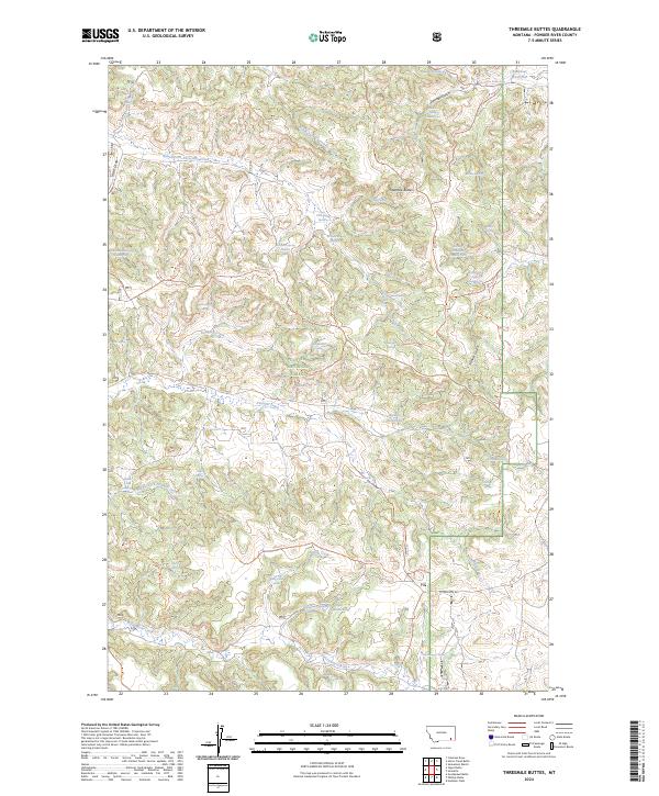 Threemile Buttes topographic map thumbnail