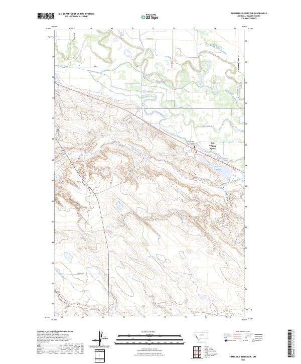 Threemile Reservoir topographic map thumbnail