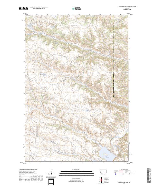 Tongue River Dam topographic map thumbnail