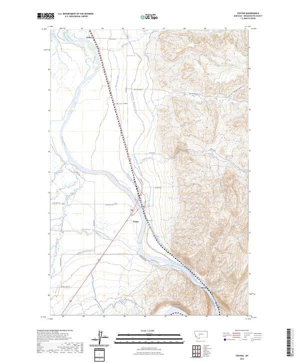 Toston 2024 topographic map thumbnail