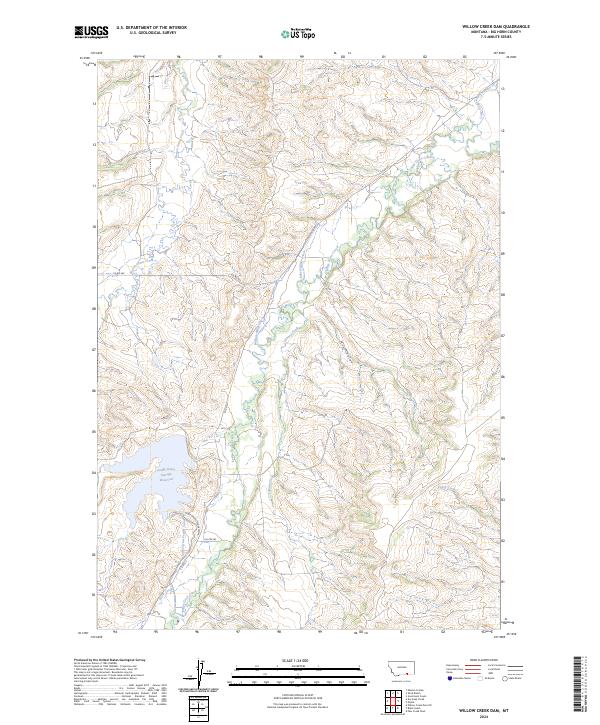 Willow Creek Dam topographic map thumbnail