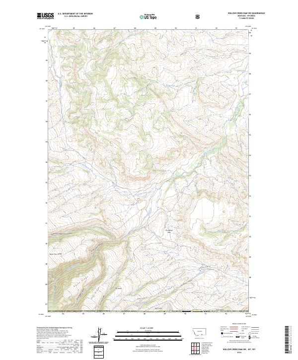 Willow Creek Dam SW topographic map thumbnail