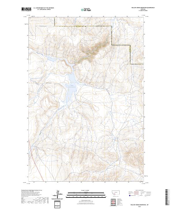 Willow Creek Reservoir topographic map thumbnail