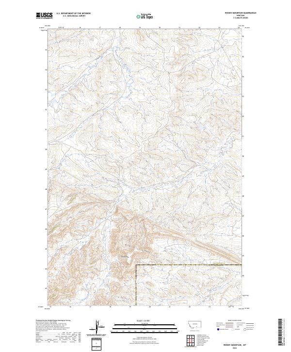 Woody Mountain topographic map thumbnail
