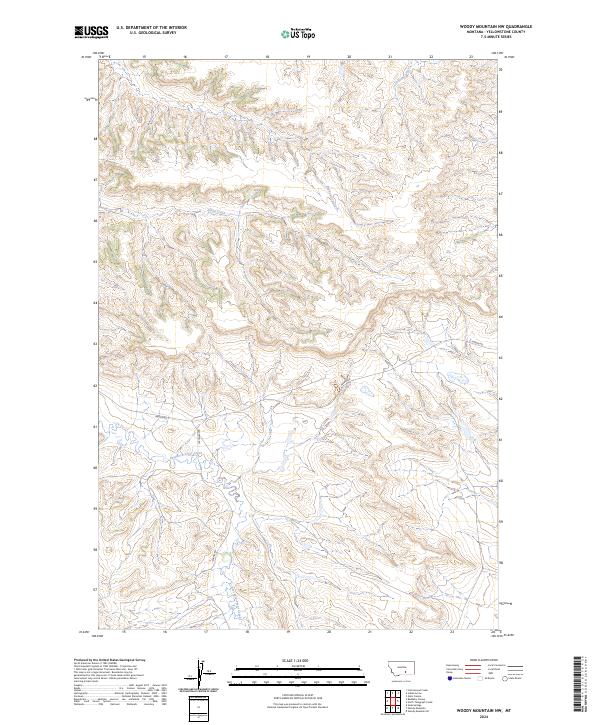 Woody Mountain NW topographic map thumbnail