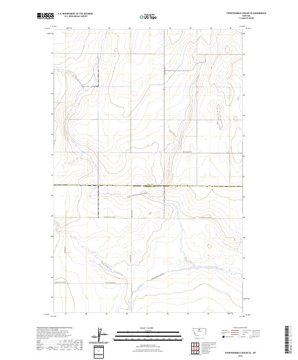 Fourteenmile Coulee SE topographic map thumbnail