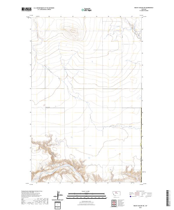 Rocky Coulee SW topographic map thumbnail