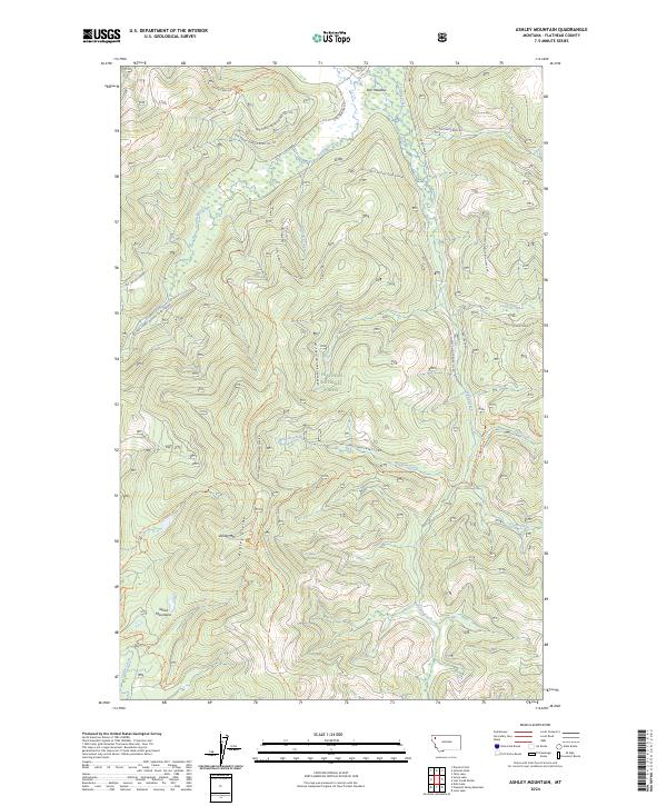 Ashley Mountain topographic map thumbnail