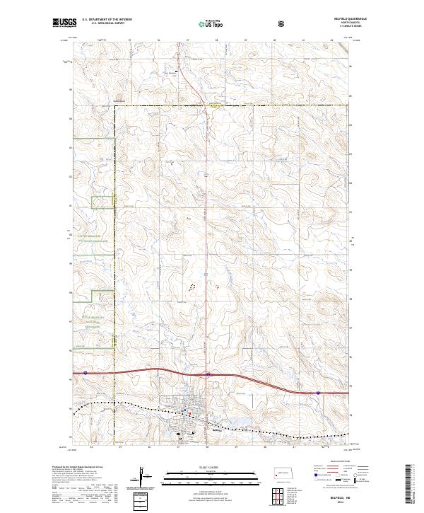 Belfield topographic map thumbnail