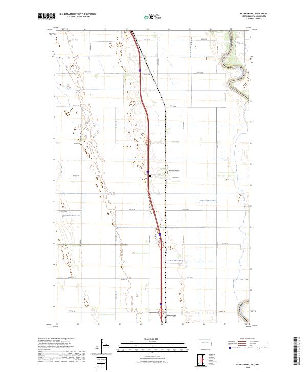Bowesmont topographic map thumbnail