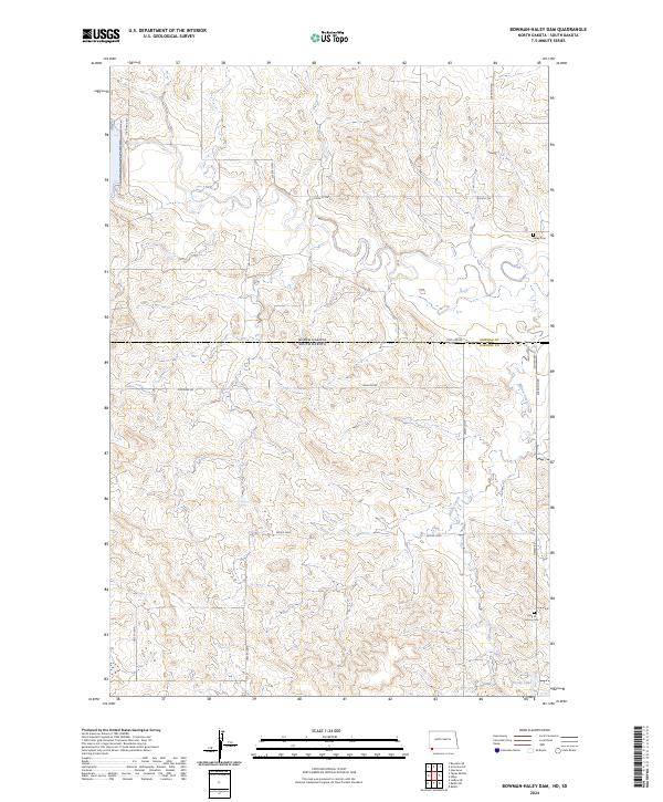 Bowman-Haley Dam topographic map thumbnail