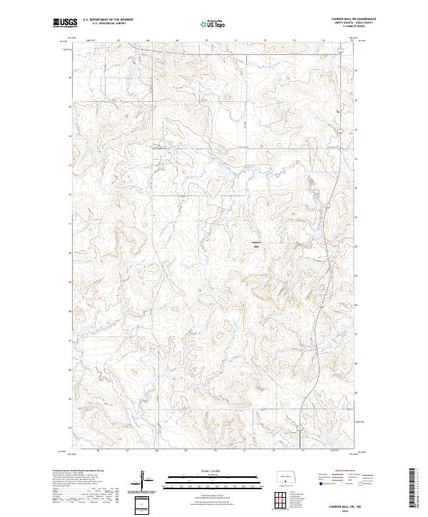 Cannon Ball SW topographic map thumbnail