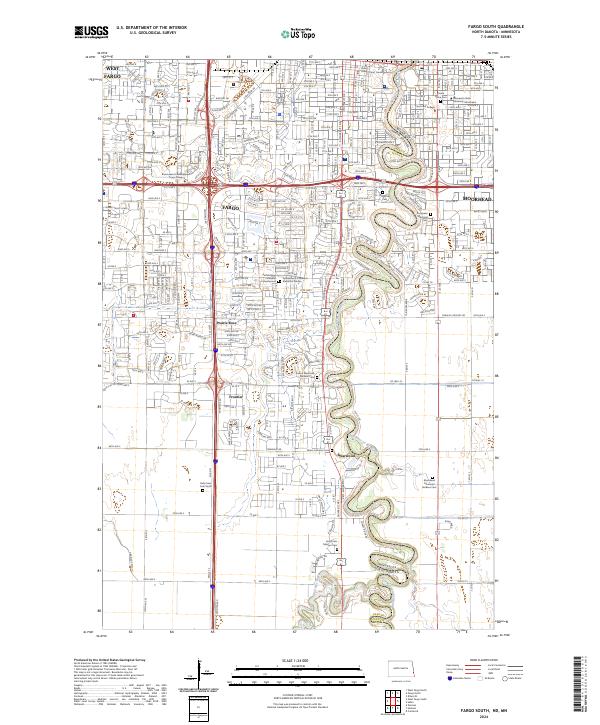 Fargo South topographic map thumbnail