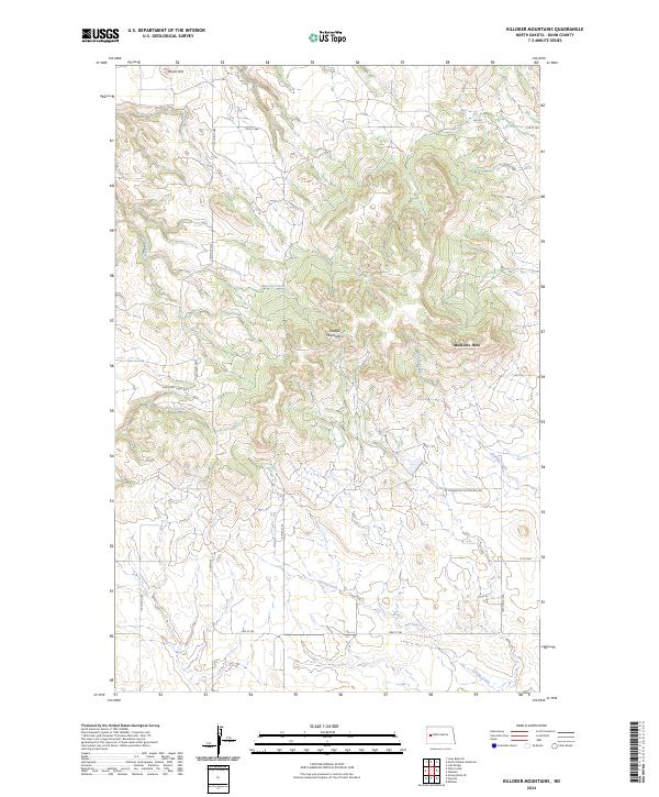 Killdeer Mountains topographic map thumbnail