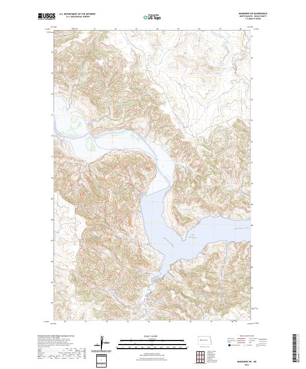 Mandaree SW topographic map thumbnail