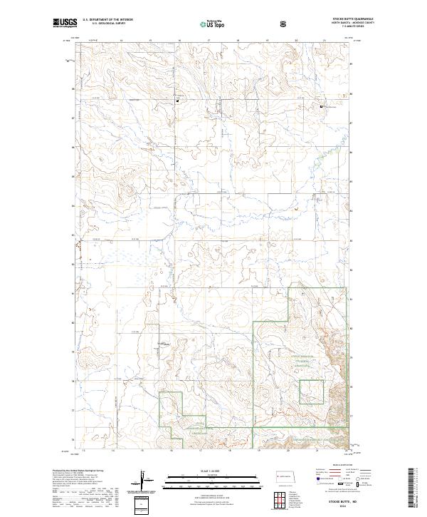 Stocke Butte topographic map thumbnail