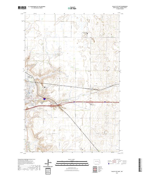 Valley City East topographic map thumbnail