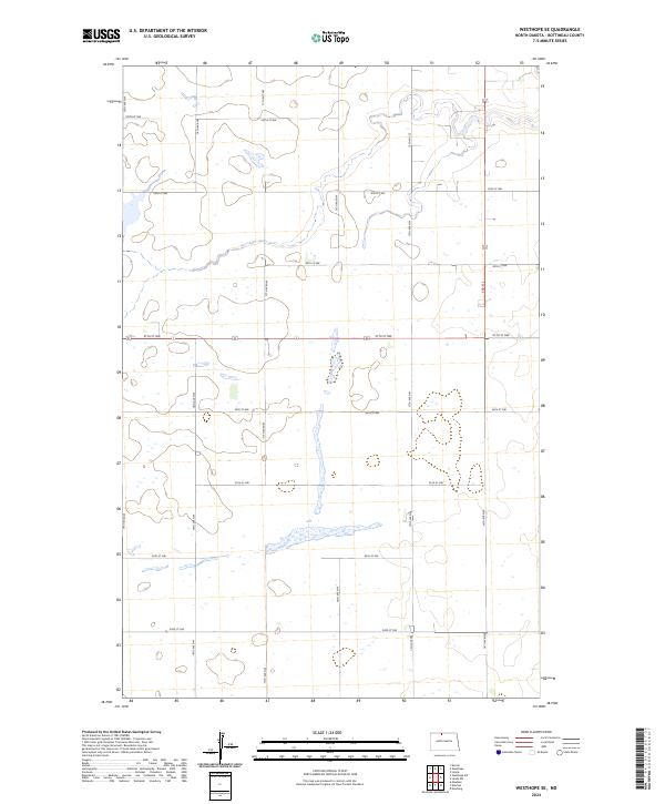 Westhope SE topographic map thumbnail