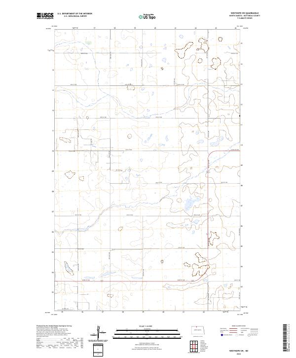 Westhope SW topographic map thumbnail