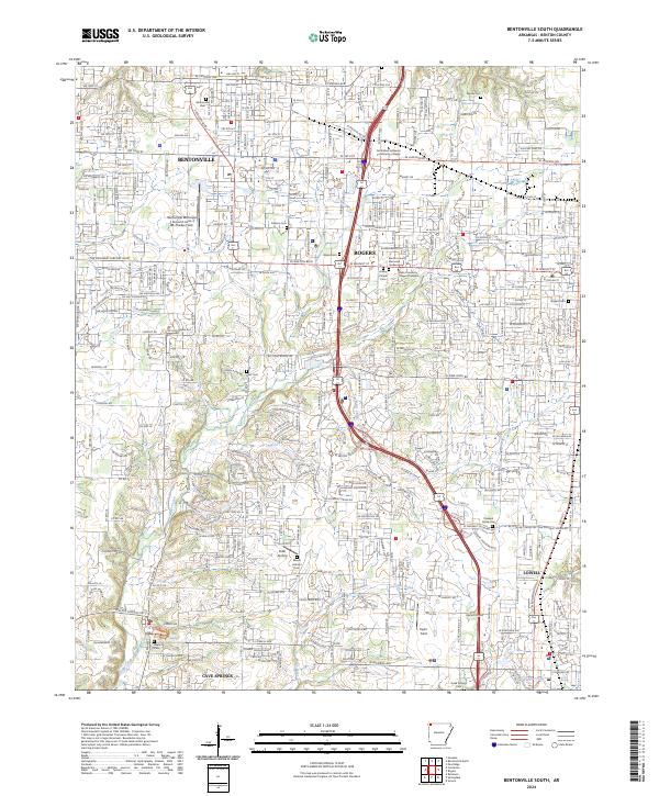 Bentonville South topographic map thumbnail
