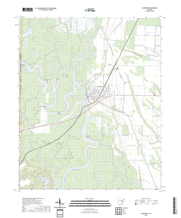Clarendon topographic map thumbnail