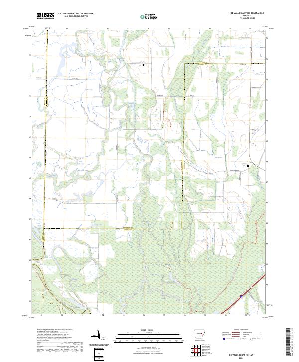 De Valls Bluff NE topographic map thumbnail