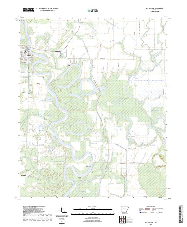 Des Arc East topographic map thumbnail