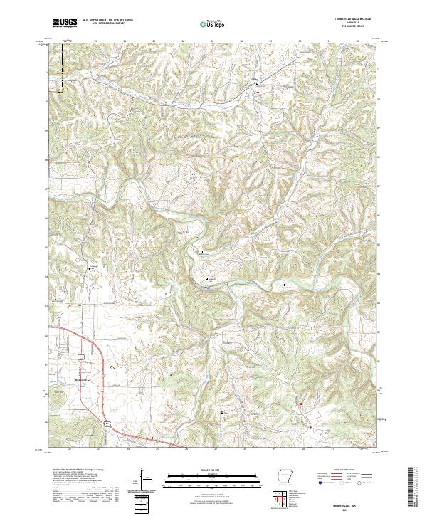 Hindsville topographic map thumbnail