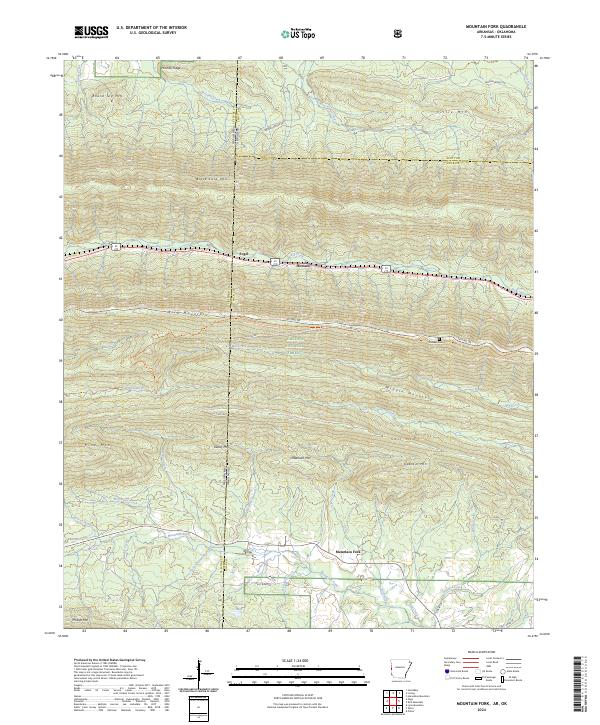 Mountain Fork topographic map thumbnail