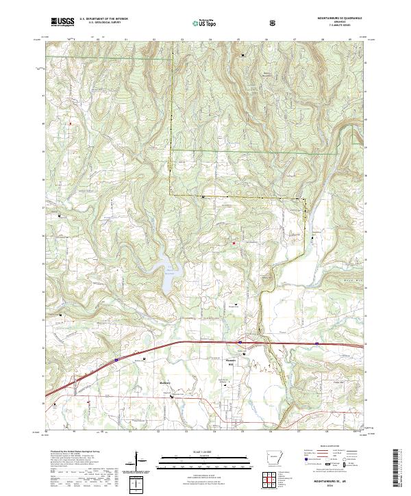 Mountainburg SE topographic map thumbnail