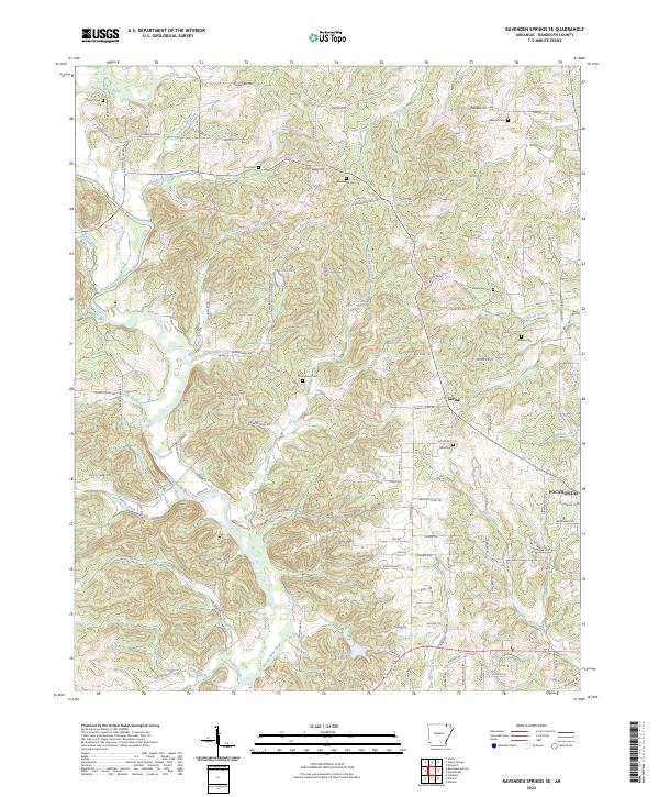 Ravenden Springs SE topographic map thumbnail