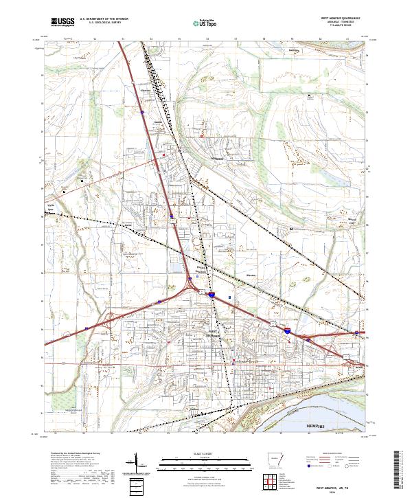 West Memphis topographic map thumbnail