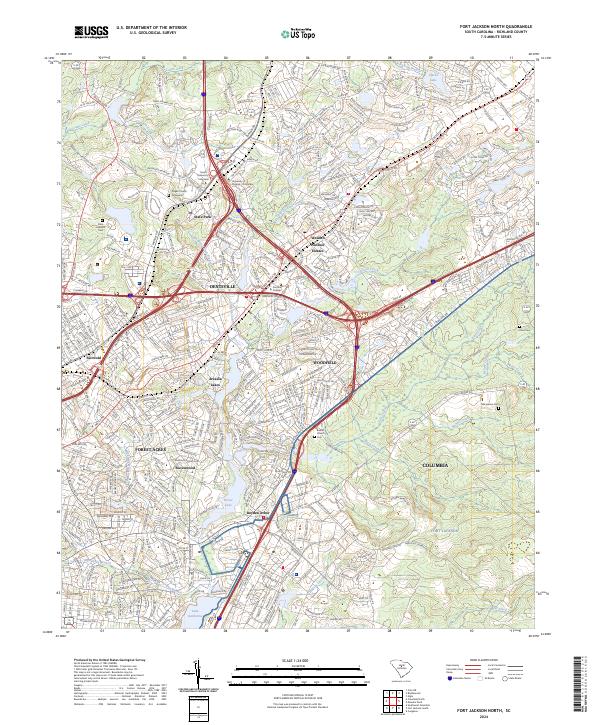 Fort Jackson North topographic map thumbnail