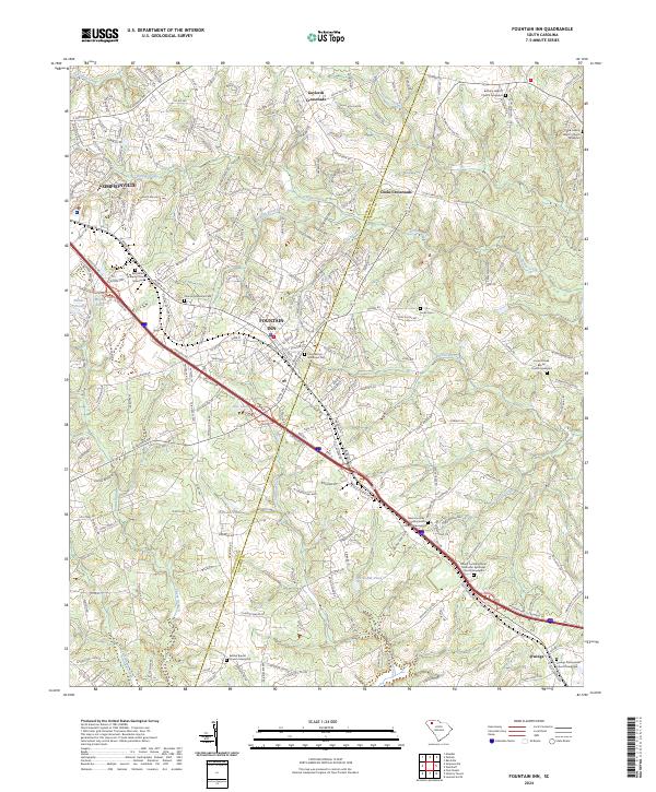Fountain Inn topographic map thumbnail