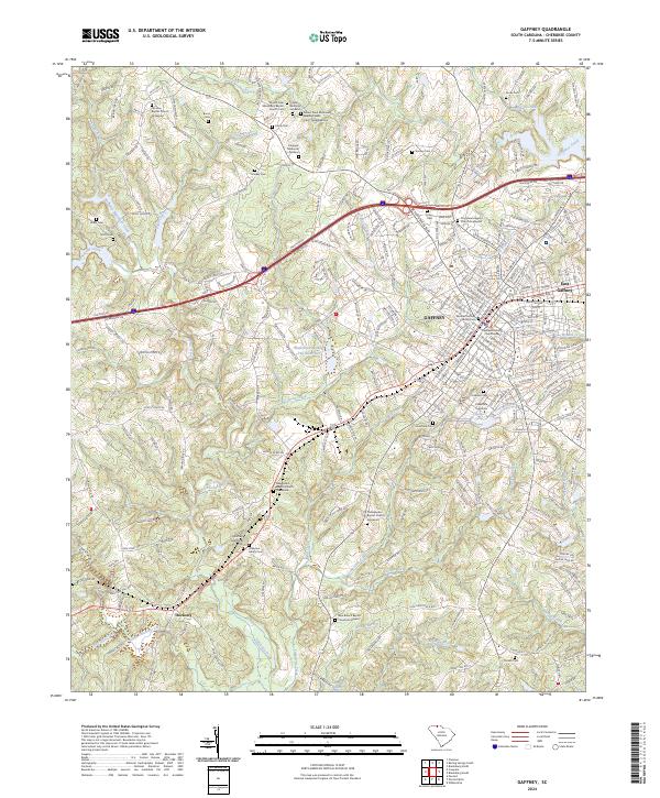 Gaffney topographic map thumbnail