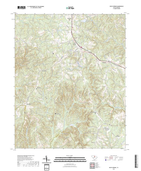 Heath Springs topographic map thumbnail