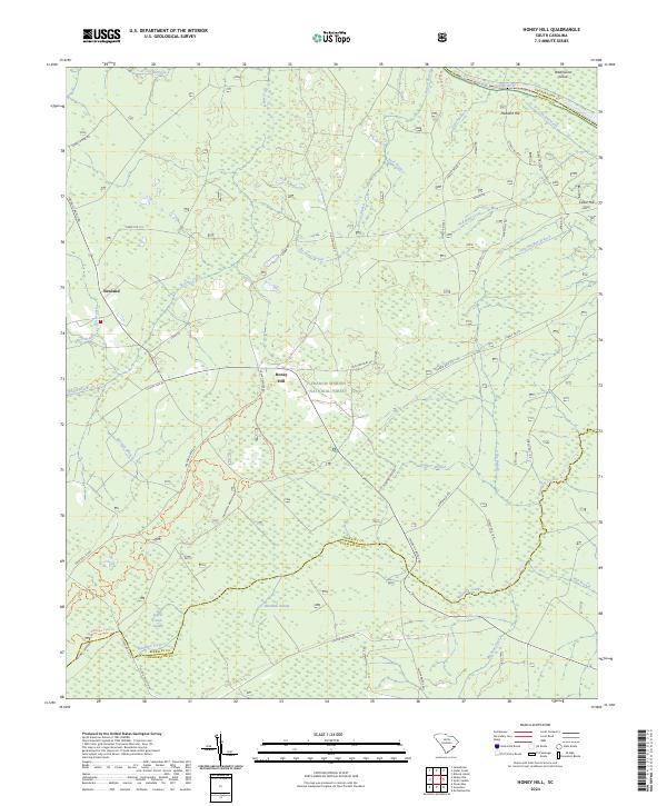 Honey Hill topographic map thumbnail