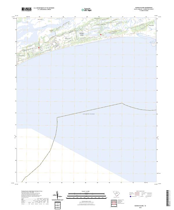 Kiawah Island topographic map thumbnail