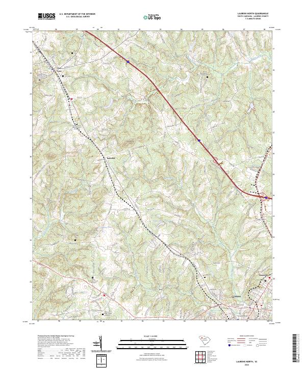 Laurens North topographic map thumbnail