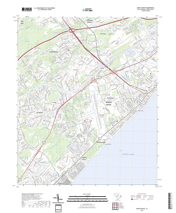 Myrtle Beach topographic map thumbnail