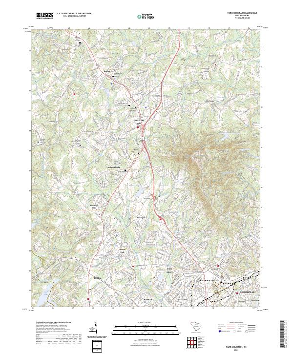 Paris Mountain topographic map thumbnail